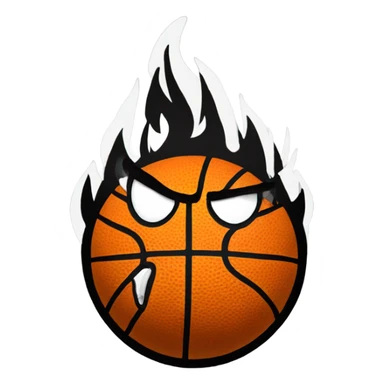 Basketball witb angry face on fire sticker