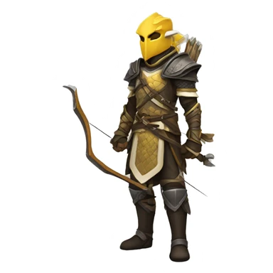 Dragonborn  archer with yellow and white armor and black boots  without helmet  sticker