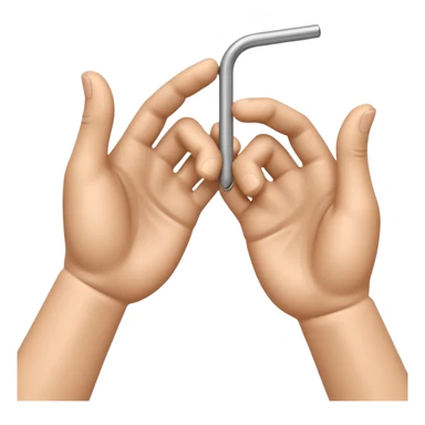 Apple-style 3D emoji showing two cartoon hands bending a thin metal or plastic rod, with small motion lines around the center to show tension and bending force, dynamic and expressive design, no background. sticker