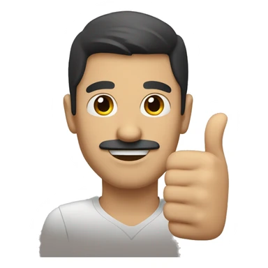 dark hair dark eyed man with short mustache thumbs up  sticker