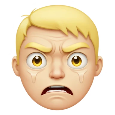 yellow face with angry expression and tears, mad and crying sticker