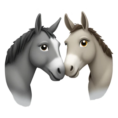 Create a donkey and horse hugging sticker