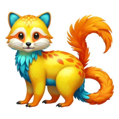 Colorful neon-colored tropical exotic shiny beautiful fantasy-Cacomistle-oncilla-animal-hybrid (full body) sticker