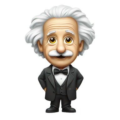 a mischievous looking albert Einstein full body wearing a bow tie sticker