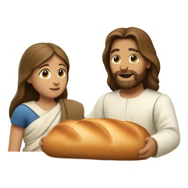Jesus eating bread with a girl sticker