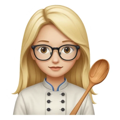 je voudrai un emoji d'une fille aux cheveux longs et blonds avec des lunettes entrain de cuisiner sticker