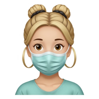 Una chica con una mascarilla y un moñito chiquito eñ su cabello  sticker