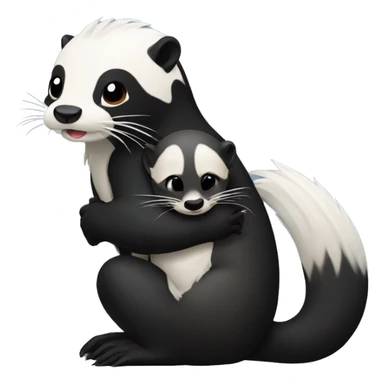 skunk hugging otter sticker