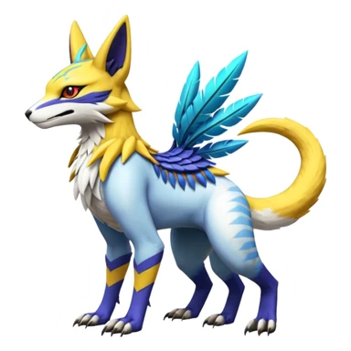 Tropical Exotic Short Legendary Epic Cool Colorful Renamon-Zeraora-Bastet-Latias-Vernid-Sergal-fusion-hybrid-creature sticker