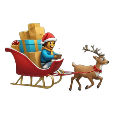 Couriers on sleighs and reindeer deliver orders on New Year's Eve sticker