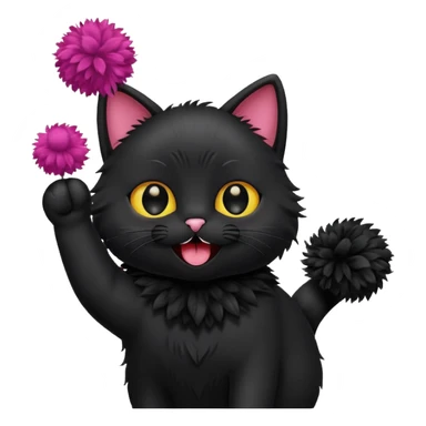 cheerleading black cat with pom pom sticker