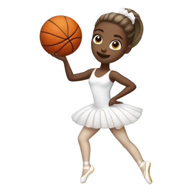 white scin ballerina with a basketball in her hands sticker