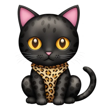 Black cat wearing leopard sticker