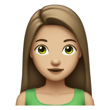 Girl with brown long straight hair and green eyes  sticker