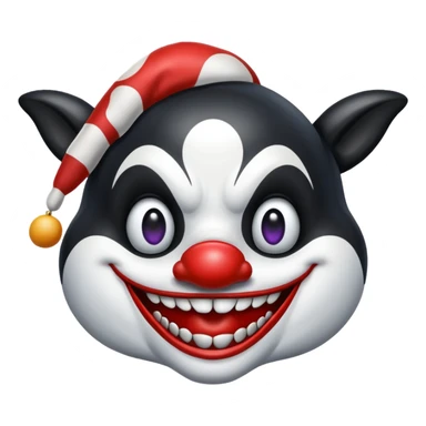full orca as an evil clown sticker