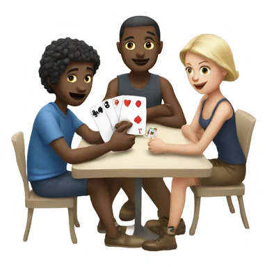 white people playing cards sticker