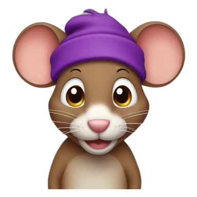 brown jerry mouse cartoon with purple hairband sticker