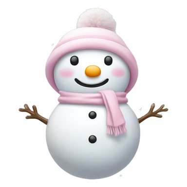 Cute white and light pink snowman with falling snow sticker