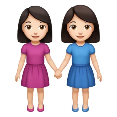 Two friends holding hands girls dark hair sticker