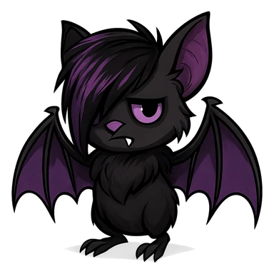 emo bat, black and purple sticker