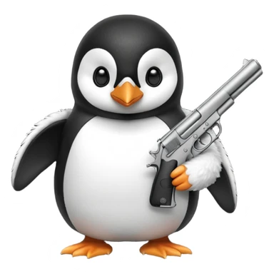 Pingüin with gun in his hand  sticker