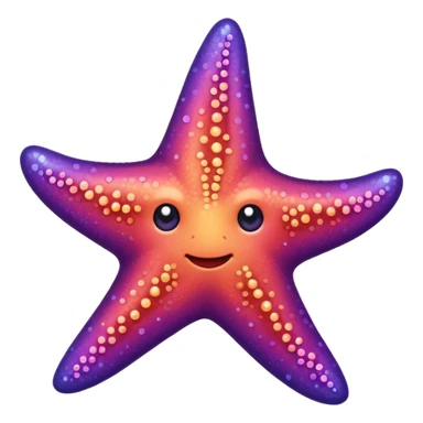 color gradient between red and purple glitter cute starfish sticker