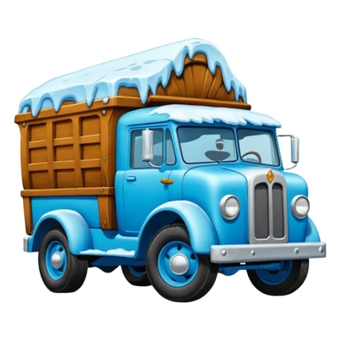 The Flintstones shiny crushed-dark-ice-blue frozen Scooby Doo 1912 antique long-wheelbase cab over off-road moving truck  sticker