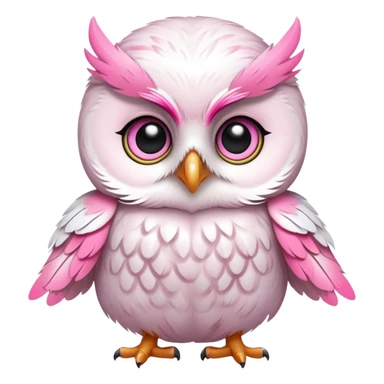 cute baby owl white pink sticker