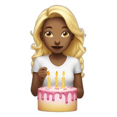 girl white blowing out candles sticker