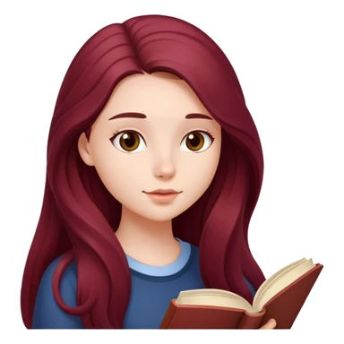 A beautiful, burgundy long haired girl reading a book sticker