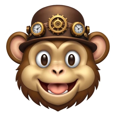 Steampunk style illustration depicting a happy monkey sticker