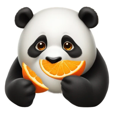 Panda eating orange sticker