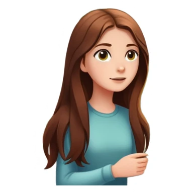 White Girl with long brown hair looking out a window with sunbeams and houseplants around her in the background cartoon style  sticker