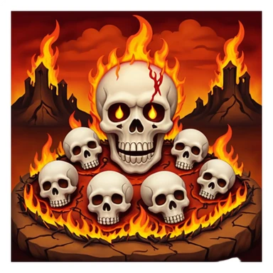 A burning hell landscape in the style of rott8ng corpses in the style of your bloody skull art sticker