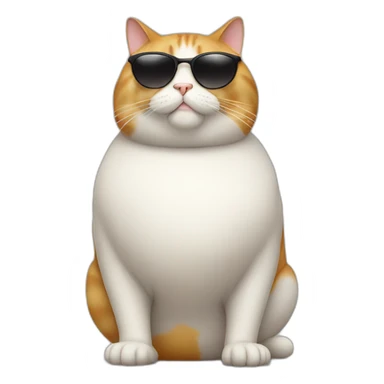 fat cat with sunglass full body  sticker