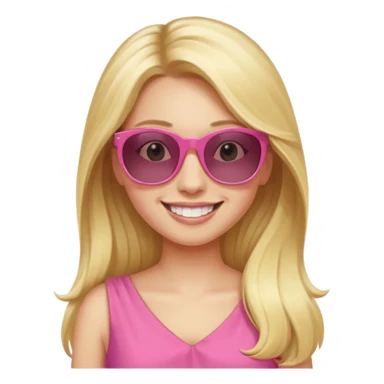 dior women with long blonde hair wear sun glasses, pink dress sticker