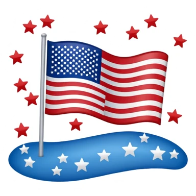 A waving American flag sticker