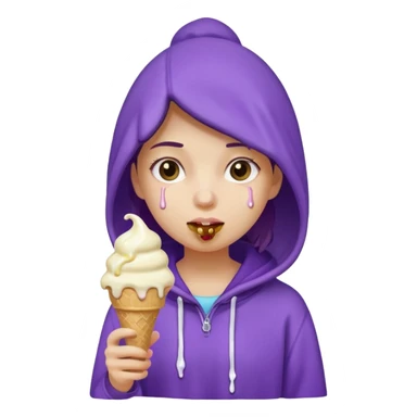 girl in purple hoodie holding ice cream sticker