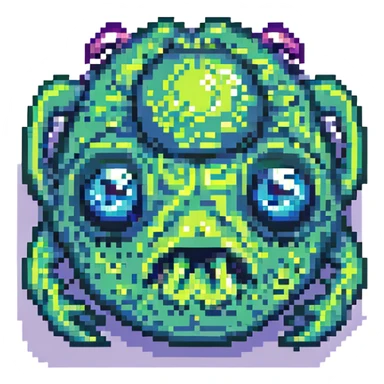 slime monster pixel art with big eyes sticker