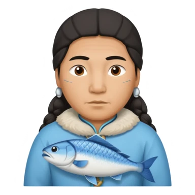inuit with fish sticker