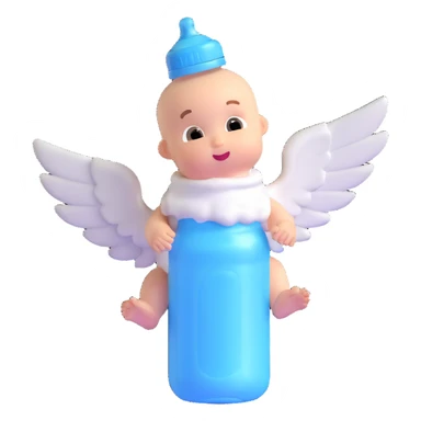 flying baby bottle with milk, wings sticker