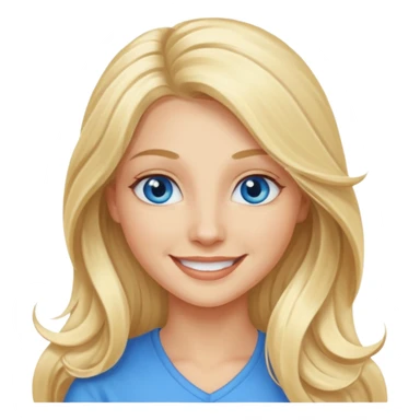 blonde woman blue eyes, long hair, smile sticker