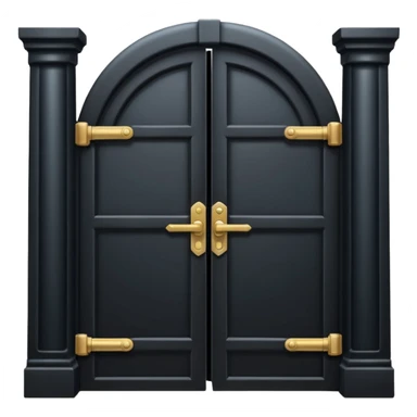 iOS emoji, minimal dark gate, sealed door, flat design sticker