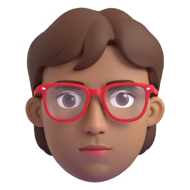 face of a man with a lot of brown hair and red glasses sticker