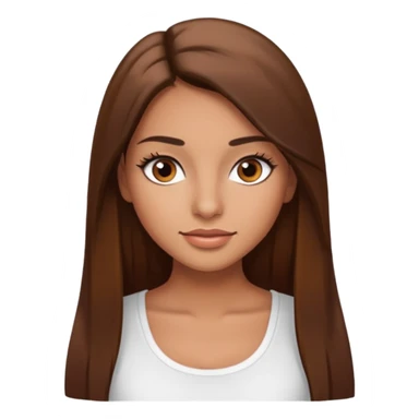 make a woman emoji with straight long brown hair and brown eyes with pretty eyelashes wearing a white top latina baddie sticker