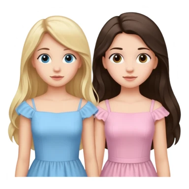 blonde girl in light blue dress and long haired brunette girl in light pink dress sticker