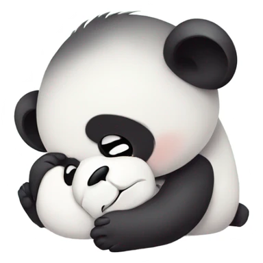 Sad baby panda dreaming about big panda sticker