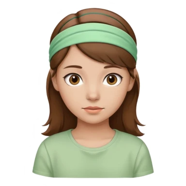 Brown hair girl wearing pastel green shirt and headband sticker