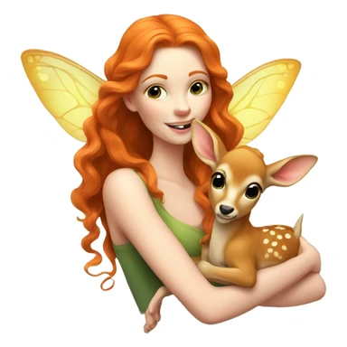 Beautiful ginger fairy with a baby fawn  sticker