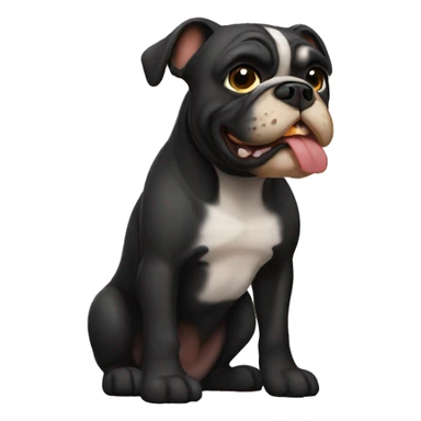 Black bulldog with tan sticker